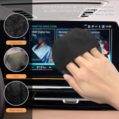 Car Screen Cleaner, Square Microfiber Cloth Non-Scratch Auto Touchscreen Cleaning Wipes, Foldable Touch Screen Pad Universal Cleaning Tool for Vehicle Dashboard Display (Round) - color: Round, 1 Pcs