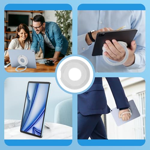 Universal Tablet Mount Holder Stand for iPad Pro Air Mini, Silver | 360 Rotating Desktop Tablet Magnetic Ring Holder Handle Grip Bracket Compatible for iPad Pro, Air, Mini, Galaxy, Fire, Kindle - color: Silver