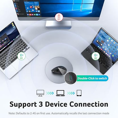 Acer Ergonomic Mouse Wireless with Side Scroll, Bluetooth Mouse for Laptop | 4000 DPI Office Vertical Computer Mouse (BT5.2+2.4GHz) for Small to Medium Sized Hands, Ergo Mouse with, 58° Tilt, 8 Buttons