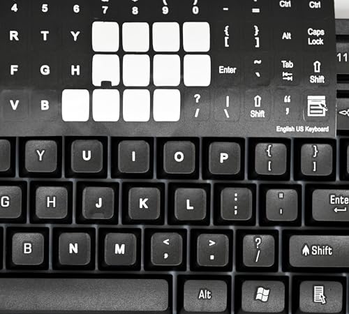 English US Self-Adheisive 3 Pack Keyboard Stickers Black Background Label Shortcut Decal for Computer Laptop