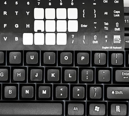 English US Self-Adheisive 3 Pack Keyboard Stickers Black Background Label Shortcut Decal for Computer Laptop