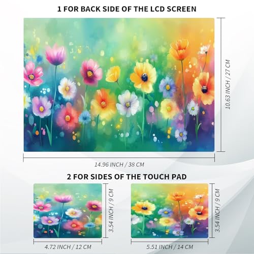 Universal Laptop Skin, DIY Cut-to-Fit Vinyl Cover Compatible with HP, Dell, Lenovo, Mac (13.3" to 15.6"), Anti-Scratch, No Residue & Bubble-Free Protective Decal Sticker, Colorful Wildflower - color: Colorful Wildflower