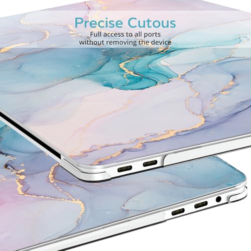 BELKA Compatible with MacBook Pro 13 inch Case M2 M1 2022-2016 | Model A2338 A2251 A2289 A2159 A1989 A1706 A1708, Plastic Hard Shell Case & Keyboard Cover &Screen Protector, Blue Pink Marble - color: Blue Pink Marble