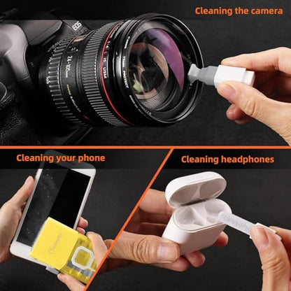 All-in-1 Keyboard Cleaner Laptop Cleaning Kit,Computer Screen-Safe Tools | MacBook iPad iPhone,Electronics Brush Tool for PC Camera Lens Earbuds,Deep Cleaning Spray Cloth, High-Density Soft Brush - color: BrightYellow