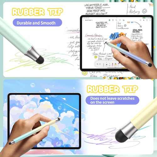 Stylus Pens for Touch Screens 3pcs, 2 in 1 Stylus Pen Compatible with All Touch Screens (Light Green Light Blue-6pcs) - color: Light Green Light Blue-6pcs