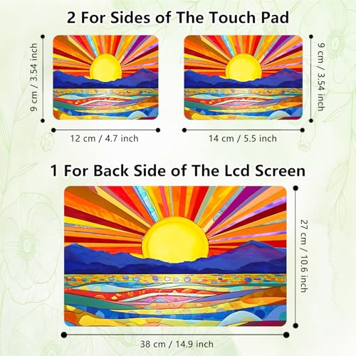 Laptop Skin Sticker Decal, Universal Reusable Vinyl Laptop Cover for 12" 13" 13.3" 14" 15" 15.4" 15.6" Notebook PC, Waterproof Scratch-Resistant with 2 Wrist Pads, Easy to Apply & Remove,Art Sun - color: Art Sun