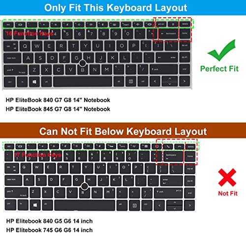 Keyboard Cover for HP EliteBook 840 G7 G8 14" Notebook, HP EliteBook 845 G8 G7 14" Notebook Keyboard Protector Skin Accessories, Pink