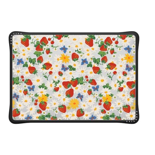 CASETiFY Impact MacBook Air 13" (M1/Intel) Case [Cushioned Impact Corners/Scratch-Resistant/Anti-Slip Grip] - Strawberry Daisy - Clear Black - color: Strawberry Daisy, size: MacBook Air 13" (M1 / Intel)