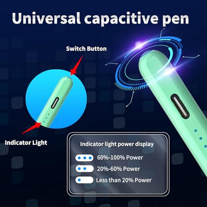 Stylus Pen Android for AMZ Tablet HD 10/Max 11 Compatible with Samsung/Lenovo,Accurate， Push-Button Switch On/Off,Long Battery Life+2Tips(NW Green) - color: NW Green