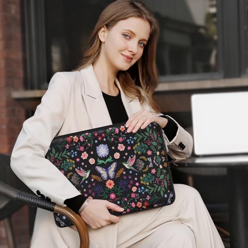 MOSISO Laptop Case 16 inch, 15-15.6 inch Laptop Sleeve with Small Case | Compatible with MacBook Pro 16 M5 M4 M3 M2 M1, HP Acer Dell Lenovo ASUS, Neoprene Hummingbird Plants Flowers Bag, Black - color: Black, size: 16 inch