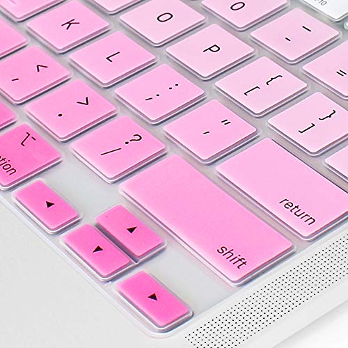 ProElife Keyboard Cover for MacBook Air 13-Inch with Touch ID A2337 M1 | Ombre Pink, U.S. Layout, Non-interference Design for ID Key, Dust-Resistant, Silicone Protective Skin, Washable & Reusable - color: Ombre Pink