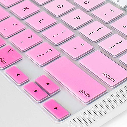 ProElife Keyboard Cover for MacBook Air 13-Inch with Touch ID A2337 M1 | Ombre Pink, U.S. Layout, Non-interference Design for ID Key, Dust-Resistant, Silicone Protective Skin, Washable & Reusable - color: Ombre Pink