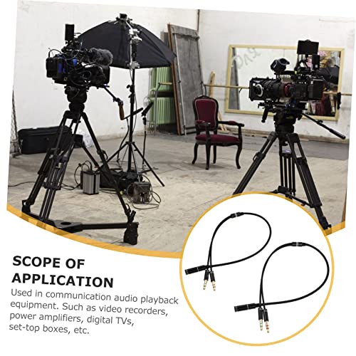 2pcs Audio Splitter y Adapter Cable Dual Male to Female Headphone Jack Extension for Microphone and Headset Compatible with Laptops Phones and Tablets