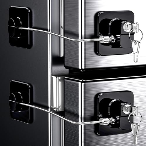 4 Pack Refrigerator Locks with 8 Keys, Child Safety Lock for Fridge Door Locks, Cabinets, Freezer, Desk Drawers, Wardrobes, Closets, Windows-No Tools Need or Drill (Patent) - color: 4 pcs Black Lock