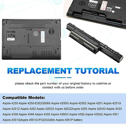 TREE.NB 6 Cells 5200 mAh Battery for Acer AS10D31 AS10D81 AS10D51 AS10D41 AS10D61 AS10D73 AS10D75 5750 AS10D71 5742 AS10D56 E1-531 5250 E1-571 4741 5733 7741 5733 5755 - size: 8.84x2.94x1.13inch 4741