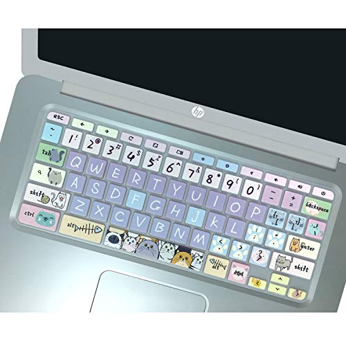 Keyboard Cover Skin for HP Chromebook 11 x360 11.6,G2/G3/G4/G5/G6 EE/G7 EE 11.6, 14-ca 14-ak14-X Series/HP Chromebook 14 G2 G3 G4 Keyboard Protector,Cute Cat - color: Cute Cat