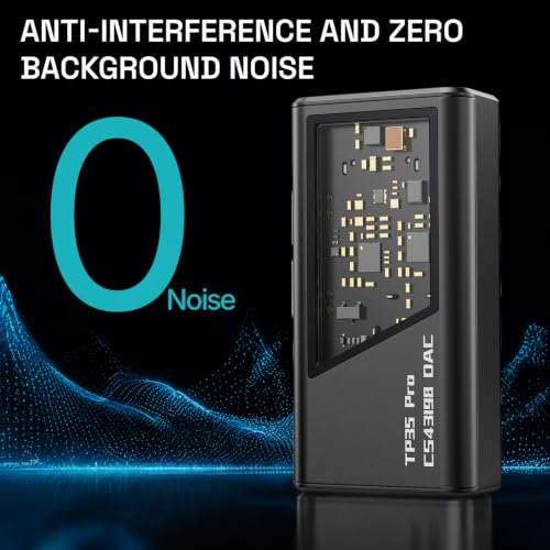 EPZ TP35 PRO Mini Portable IEM DAC Hi-Fi Decoder Headphone Amplifier Dongle USB-C to 3.5/4.4mm Dual CS43198 Chips, Supports High-Resolution PCM 32bit/384khz DSD 256 Audio, EQ Adjustment and Mic Calls - color: Black
