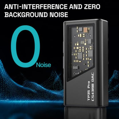 EPZ TP35 PRO Mini Portable IEM DAC Hi-Fi Decoder Headphone Amplifier Dongle USB-C to 3.5/4.4mm Dual CS43198 Chips, Supports High-Resolution PCM 32bit/384khz DSD 256 Audio, EQ Adjustment and Mic Calls - color: Black