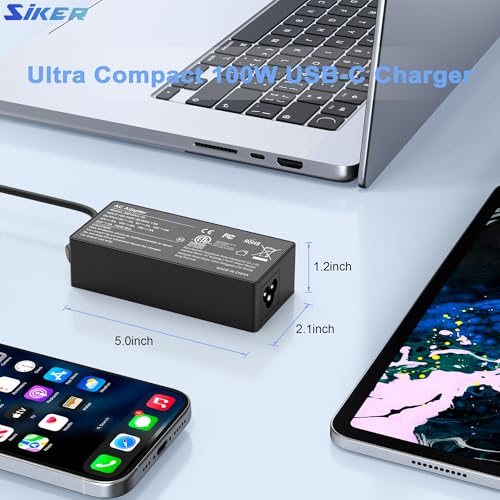 SiKER 100W USB C Charger, Universal USB-C Power Adapter, PD 3.0 Fast Laptop Charger Compatible with MacBook Pro/Air, Lenovo, Dell, HP, ASUS, iPad Pro, Android Phones - color: black3