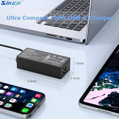 SiKER 100W USB C Charger, Universal USB-C Power Adapter, PD 3.0 Fast Laptop Charger Compatible with MacBook Pro/Air, Lenovo, Dell, HP, ASUS, iPad Pro, Android Phones - color: black3