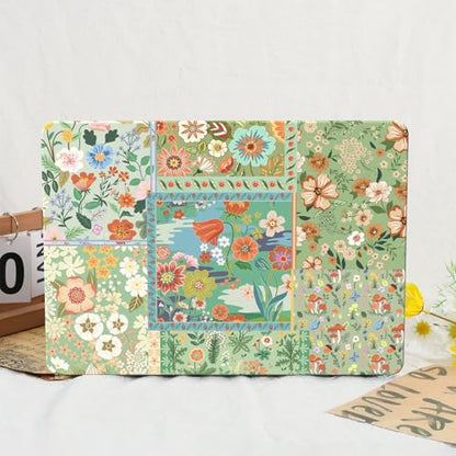 iCasso for MacBook Air 13.6 inch Case M5 2026 M4 2025 M3 M2 2024-2022 Model A3449 A3240 A3113 A2681, Flower Pattern Sturdy Protective Hard Shell Case Cover for Mac Book Air 13 inch, Green - color: Green Flower Patchwork