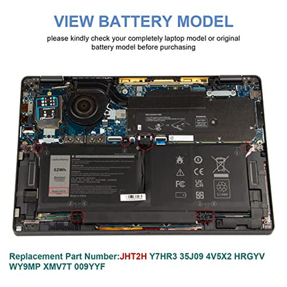 JHT2H Laptop Battery for Dell Latitude 7310 7410 Latitude 7410 Chromebook Enterprise Series P33S P34 S4V5X2 YY3GJ 2561J Y7HR3 35J09 HRGYV 0HRG WY9MP XMV7T 09YYF 7CXN6 T3JWC K36KR X825P XMT81 XMV7T - size: 10.43*3.9*0.24inch