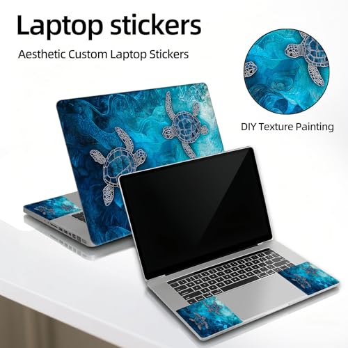 Universal Laptop Skin Sticker Decal, 12"-15.6" Aesthetic Vinyl Wrap, Blue Sea Turtles Waterproof Notebook Cover Art Protector for MacBook HP Dell Lenovo, Fits 13" 14" 15" 15.6" - color: Blue Sea Turtles