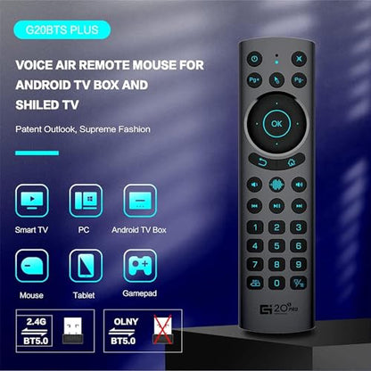 G20BTS Plus Wireless Bluetooth 5.0 Voice Backlit Remote Control Support 2.4G USB Gyroscope IR Learning Remote Control for Android TV Box(G20S Pro Plus)