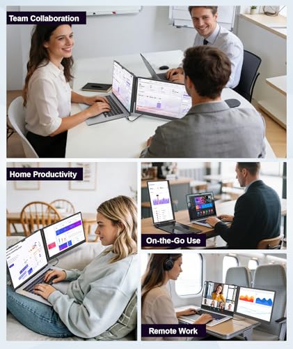 Laptop Screen Extender 1.87lbs Ultra-Portable & Ultra Slim, 14.2" FHD 1080P Dual Portable Monitor for 14"-17.3" Laptop, Plug & Play Travel Monitor Extender Compatible with Wins/Mac/Chrome/Android - size: 14.2" Dual Screen