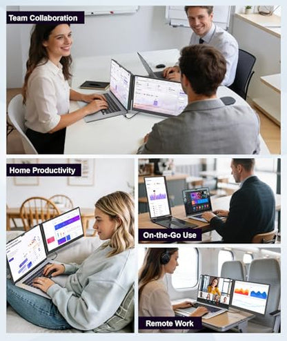 Laptop Screen Extender 1.87lbs Ultra-Portable & Ultra Slim, 14.2" FHD 1080P Dual Portable Monitor for 14"-17.3" Laptop, Plug & Play Travel Monitor Extender Compatible with Wins/Mac/Chrome/Android - size: 14.2" Dual Screen