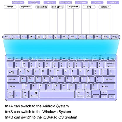 TaIYanG Bluetooth Keyboard for iPad Wireless Keyboard Compatible with iPad A16 11th 10th Generation, 10.2(9th/8th/7th Gen), Air/Pro/Mini and All Bluetooth Devices (Light Purple) - color: Light Purple