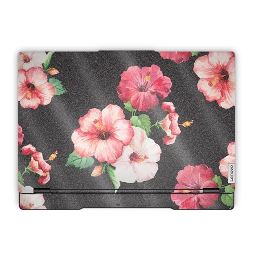 Glossy Glitter Laptop Skin Compatible with Lenovo Legion 5 Gaming Laptop (15IRX9) 2024 - Hibiscus - Premium 3M Vinyl Protective Wrap Decal Cover - Easy to Apply | Crafted in the USA - color: Hibiscus, size: Legion 5 Gaming (15IRX9) 2024 Full Cover Skin, s