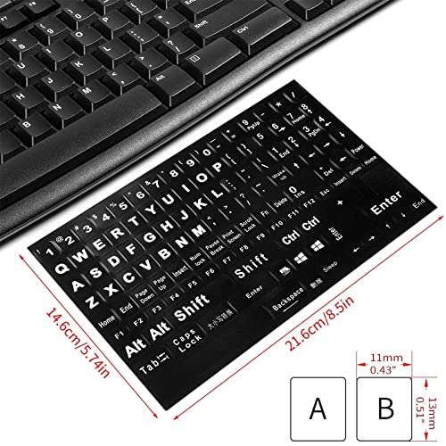 English Keyboard Stickers,Full Size Replacement English Keyboard Sticker with White Font on Black Background Universal for Laptop Desktop Computer,Matte English Keyboard Alphabet Sticker - color: Full Size Big Font White Letter