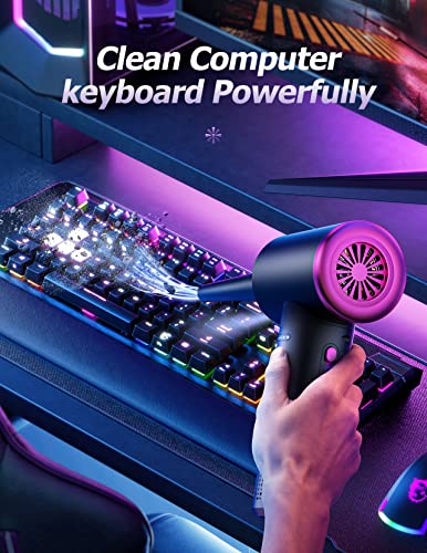 Higynator Compressed air Duster - 3 Gear Adjustable 100000RPM Electric with LED Light, Cordless Blower for Computer Keyboard Car Cleaning Kit 9000mAh Rechargeable Dust Remover, Black (AD36)