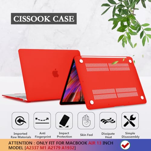CISSOOK Cover for MacBook Air 13 Inch Case Red, Plastic Hard Shell Case with Keyboard Cover for MacBook Air 13 A2337 M1 A2179 A1932 Model 2021-2018 Release with Touch ID, Matte Red - color: Air13inch-Matte Red