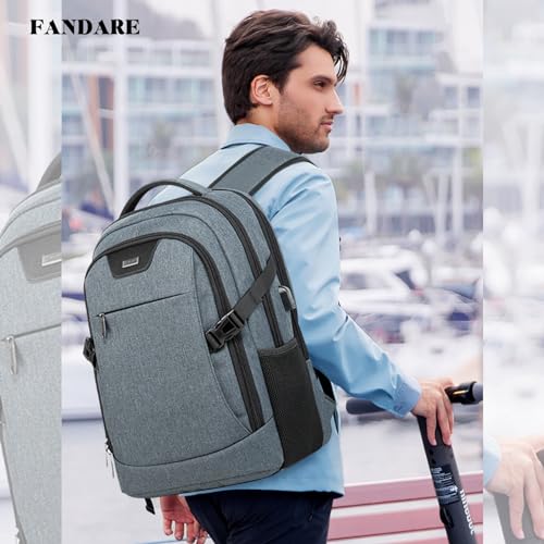Unisex Laptop Business Backpack Men Work Bag Women Slim Backpack with USB Charging Port Travel Daypack College Rucksack Work for Men fits 15.6 Inch Notebook Black