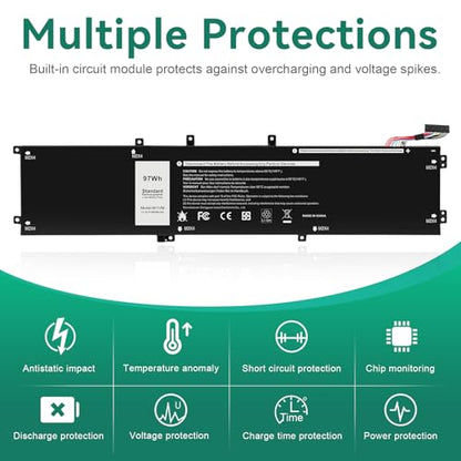TREE.NB 97Wh 4K1VM Battery Replacement for Dell G7 17 7700 Series Notebook W62W6 0W62W6 9TM7D 09TM7D XYCW0 0XYCW0 V0GMT NCC3D 0NCC3D NYD3W 0NYD3W 6-Cell - size: 13.46x3.31x0.28inch 4K1VM