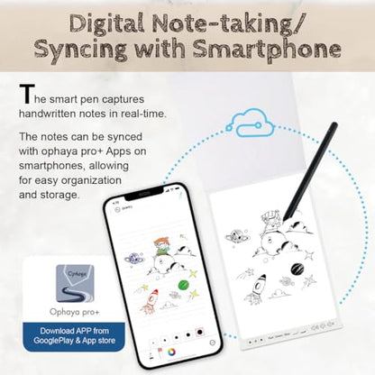 Smart Pen+Mini notebok, Digital Pen Real-time Sync for Digitizing, Storing, and Sharing Notes, Ideal Smart Pen for Note Taking, Drawing, Classroom, Offices, Compatible with Android and iOS