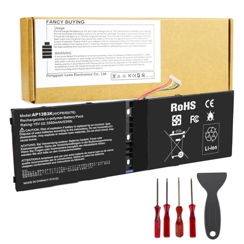 AP13B3K AP13B8K Replacement Laptop Battery for Acer Aspire V5 M5-583P V5-572P V5-572G R7-571 ES1-511 ES1-512 M5-583P V5-572P V5-572G V5-472G ZQK V5-472 V5-573G V5-573 V7-482 V7-482G V7-482P - size: 10.13*3.72*0.3inch AP13B3K