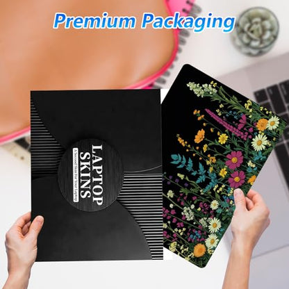 Universal Laptop Skin Sticker Decal with 2 Wrist Pad Skins, Waterproof Scratch Vinyl Cover for 11–15.6 Inch MacBook, HP, Dell, Lenovo, Cutable & Reusable,Dark Floral Garden Art - color: Dark Floral Garden Art