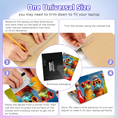 Universal Laptop Skin Sticker Decal, Compatible with MacBook HP Dell Lenovo 12"-15.6", Reusable Vinyl Notebook Cover 3PCS Set, High-Recognition Film-Funny Cool Frogs Drinking - color: Funny Cool Frogs Drinking
