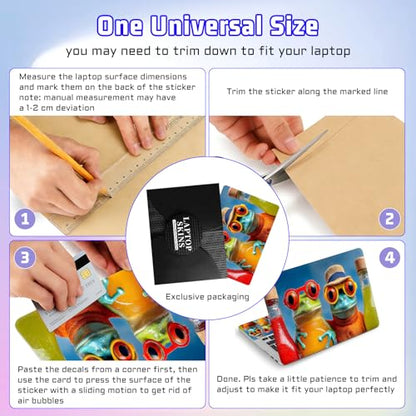 Universal Laptop Skin Sticker Decal, Compatible with MacBook HP Dell Lenovo 12"-15.6", Reusable Vinyl Notebook Cover 3PCS Set, High-Recognition Film-Funny Cool Frogs Drinking - color: Funny Cool Frogs Drinking