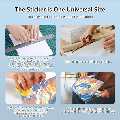 Universal Laptop Skin Sticker with 2 Wrist Pad Skins, Waterproof Scratch Resistant Vinyl Laptop Cover Decal, Cut to Fit for 11–15.6 Inch MacBook HP Dell Lenovo, Dolphin - color: Dolphin