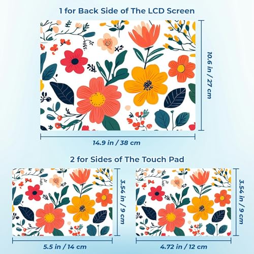 Reusable Universal Laptop Skin Sticker, Cut to Fit for 11.6–15.6 Inch Laptops, Waterproof Protective Film, No-Residue - Floral Garden - color: Floral Garden
