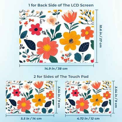 Reusable Universal Laptop Skin Sticker, Cut to Fit for 11.6–15.6 Inch Laptops, Waterproof Protective Film, No-Residue - Floral Garden - color: Floral Garden