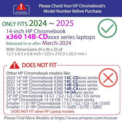 mCover Hard Case ONLY Compatible for 2024~2025 14" HP Chromebook x360 14B-CD0000 Series Laptop Computers (NOT Fitting Any Other HP Chromebook & Windows Notebook PC)- Red - color: Red