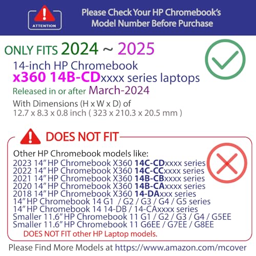 mCover Hard Case ONLY Compatible for 2024~2025 14" HP Chromebook x360 14B-CD0000 Series Laptop Computers (NOT Fitting Any Other HP Chromebook & Windows Notebook PC)- Blue - color: Blue