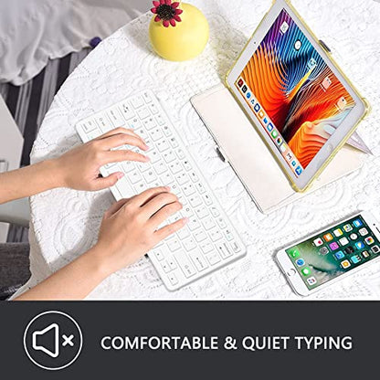 TaIYanG Bluetooth Keyboard for iPad Wireless Keyboard Compatible with iPad 10th/10.2(9th/8th/7th Generation), Air 5th/4th, Pro 11/12.9, 9.7, Mini and All Bluetooth Devices (White) - color: White