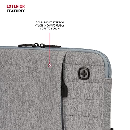 SwissGear Padded Zippered Laptop Sleeve, Micro-Twill Laptop Case with Zippered Front Compartment & Fleece Lining - color: Light Gray Heather, size: 13-Inch