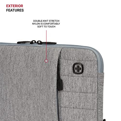 SwissGear Padded Zippered Laptop Sleeve, Micro-Twill Laptop Case with Zippered Front Compartment & Fleece Lining - color: Light Gray Heather, size: 13-Inch